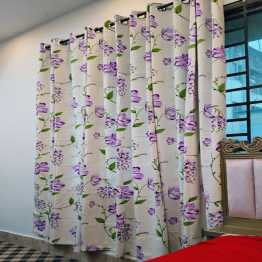 Premium Floral Waffle Curtain with Eyelet Ring | Elegant Window Curtain